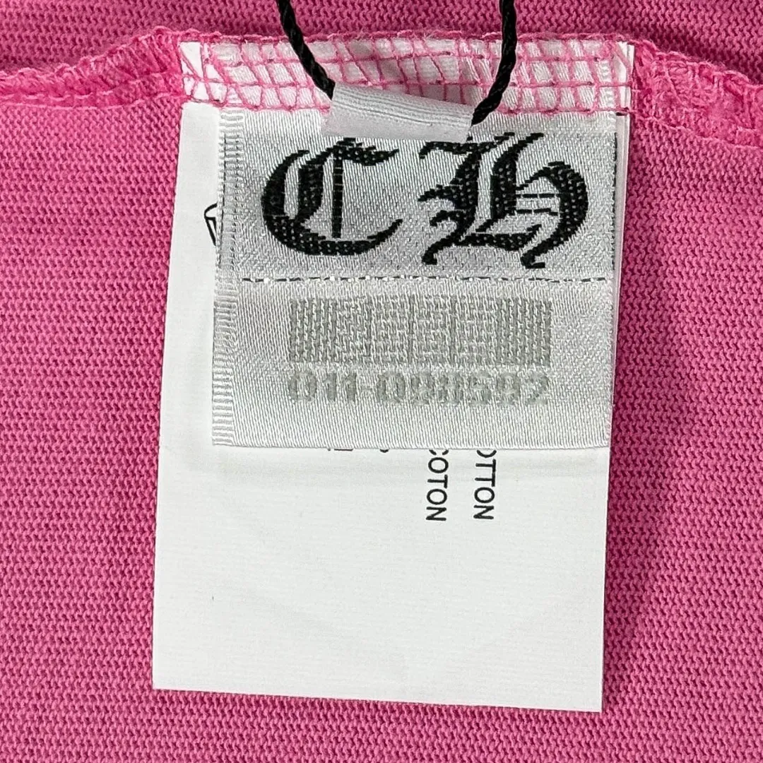 P170 Chrome Hearts Chrome Hearts 25 high version. The fabric is made of 300 grams of high-density cotton. It does not deform or shrink. It has three labels. It is the same style for men and women. Technology: digital printing. Color: white, black, pink. SIZE: S-XL